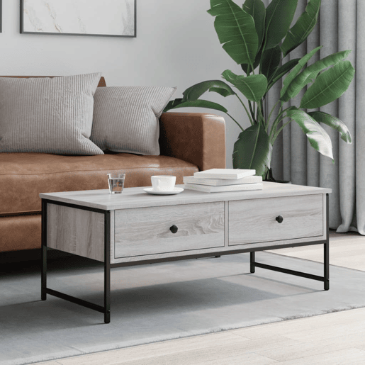 Mesa de Centro, Mesa baixa, 101x49x39,5 cm derivados madeira cinzento sonoma