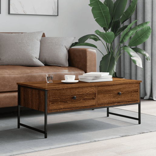 Mesa de Centro, Mesa baixa, 101x49x39,5 cm derivados madeira carvalho castanho