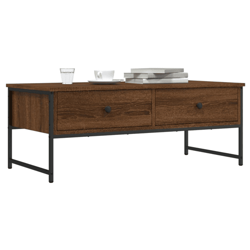 Mesa de Centro, Mesa baixa, 101x49x39,5 cm derivados madeira carvalho castanho