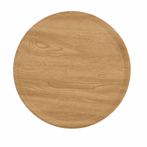 Mesa auxiliar redonda pequena - estilo nórdico, madeira natural e estrutura metálica - Natural Wood