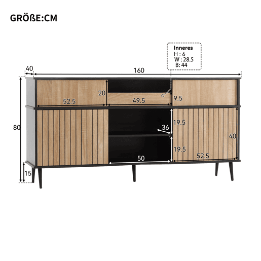 Armário de cozinha de painel de partículas com 4 portas e gaveta,preto+natural