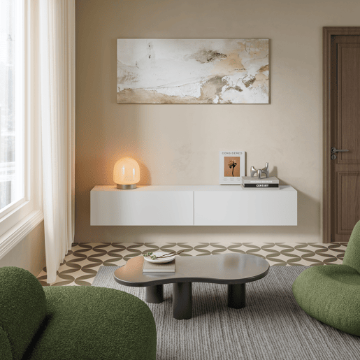 Prateleira suspensa Evaton 2 portas 180x32x30cm Branco mate en.casa