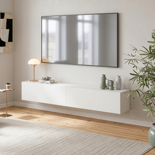 Prateleira suspensa Evaton 2 portas 180x32x30cm Branco mate en.casa