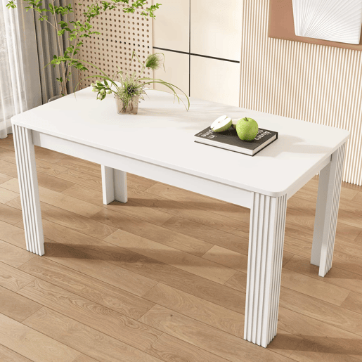Mesa de jantar 120x80 - Moderna, robusta, com quatro pernas, estilo simples - Branca