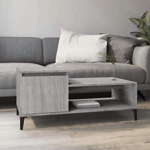 Mesa de Centro, Mesa baixa, 100x50x45 cm derivados madeira cinzento sonoma