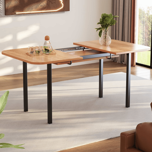 Mesa de jantar extensível em MDF - 120160 x 80 cm - para 4 a 6 pessoas - Natural