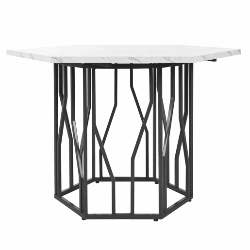 Mesa de jantar moderna - forma hexagonal - estrutura metálica preta - cor Black White