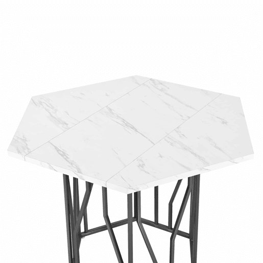 Mesa de jantar moderna - forma hexagonal - estrutura metálica preta - cor Black White