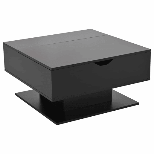 Mesa de centro 80x77x40 cm - Mesa de sala com elevação hidráulica, arrumação, design geométrico - Preto