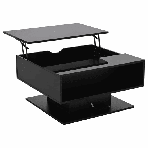 Mesa de centro 80x77x40 cm - Mesa de sala com elevação hidráulica, arrumação, design geométrico - Preto