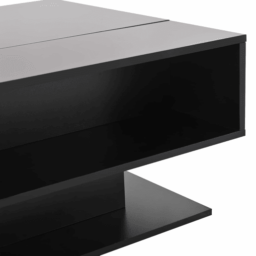 Mesa de centro 80x77x40 cm - Mesa de sala com elevação hidráulica, arrumação, design geométrico - Preto