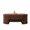 Mesa de centro elevável 110 cm - Com prateleira extensível, madeira curvada, multifuncional - Natural