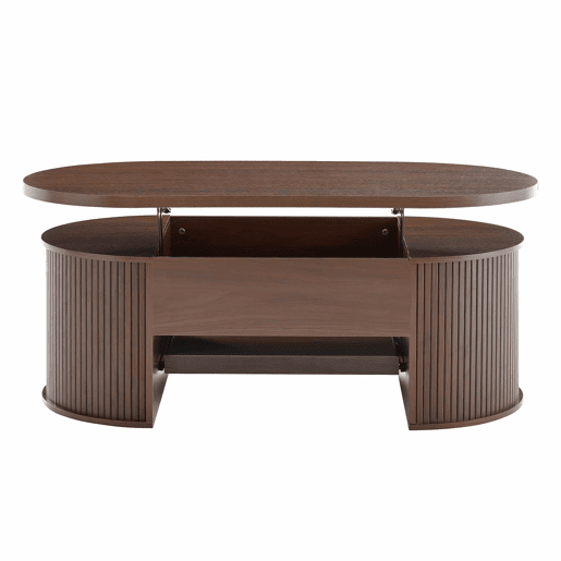 Mesa de centro elevável 110 cm - Com prateleira extensĂvel, madeira curvada, multifuncional - Natural Mesa de centro elevável 110 cm - Com prateleira extensĂvel, madeira curvada, multifuncional - Natural