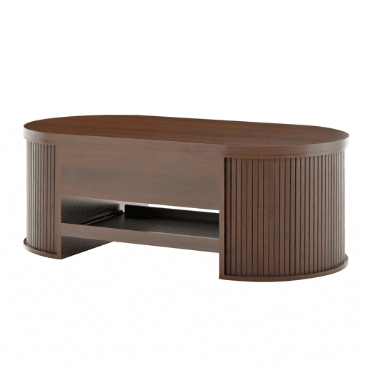 Mesa de centro elevável 110 cm - Com prateleira extensĂvel, madeira curvada, multifuncional - Natural Mesa de centro elevável 110 cm - Com prateleira extensĂvel, madeira curvada, multifuncional - Natural