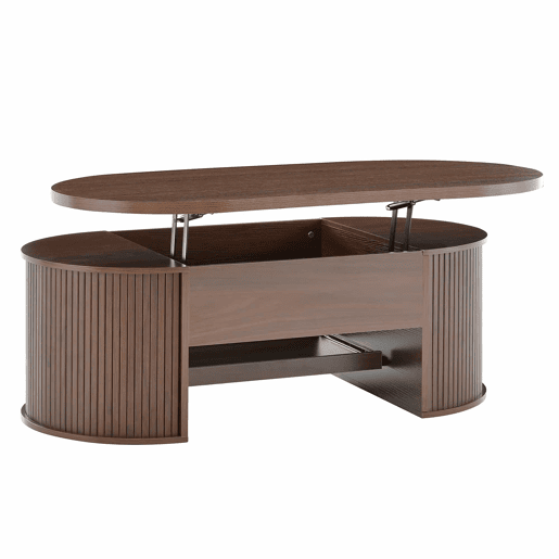 Mesa de centro elevável 110 cm - Com prateleira extensĂvel, madeira curvada, multifuncional - Natural Mesa de centro elevável 110 cm - Com prateleira extensĂvel, madeira curvada, multifuncional - Natural
