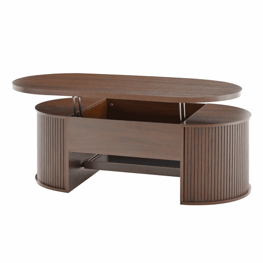 Mesa de centro elevável 110 cm - Com prateleira extensĂvel, madeira curvada, multifuncional - Natural Mesa de centro elevável 110 cm - Com prateleira extensĂvel, madeira curvada, multifuncional - Natural