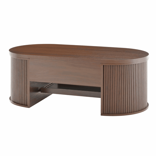 Mesa de centro elevável 110 cm - Com prateleira extensĂvel, madeira curvada, multifuncional - Natural Mesa de centro elevável 110 cm - Com prateleira extensĂvel, madeira curvada, multifuncional - Natural