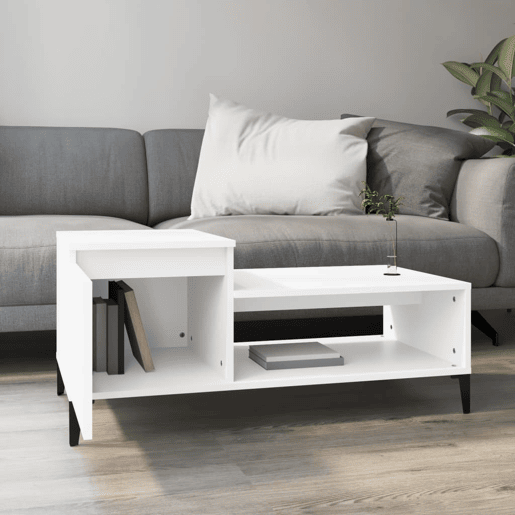 Mesa de Centro, Mesa baixa, 100x50x45 cm derivados de madeira branco