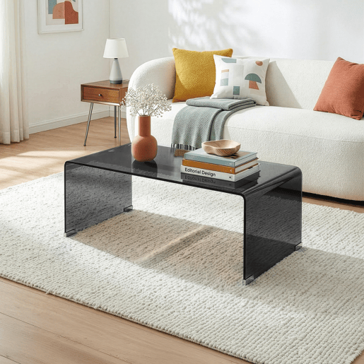 Mesa de centro Väsas montada vidro temperado 90x45x35 cm Cinzento escuro en.casa