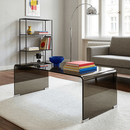Mesa de centro Väsas montada vidro temperado 90x45x35 cm Cinzento escuro en.casa
