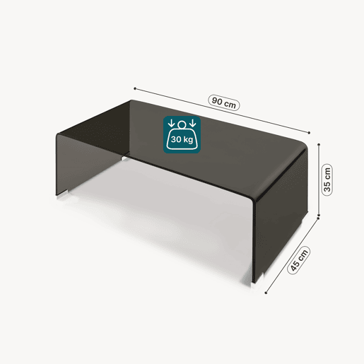 Mesa de centro Väsas montada vidro temperado 90x45x35 cm Cinzento escuro en.casa