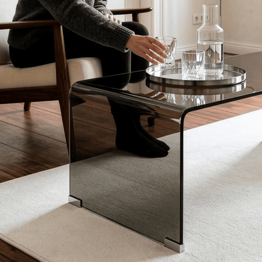 Mesa de centro Väsas montada vidro temperado 90x45x35 cm Cinzento escuro en.casa