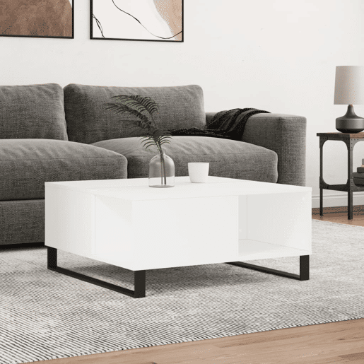 Mesa de Centro, Mesa baixa, 80x80x36,5 cm derivados de madeira branco Mesa de Centro, Mesa baixa, 80x80x36,5 cm derivados de madeira branco