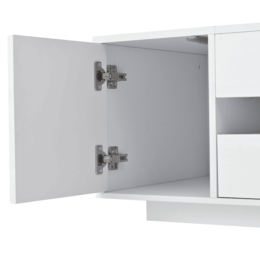 Mesa de centro elevável 95x50x40 cm - com LED, 1 gaveta, 1 armário, arrumação oculta - Branco