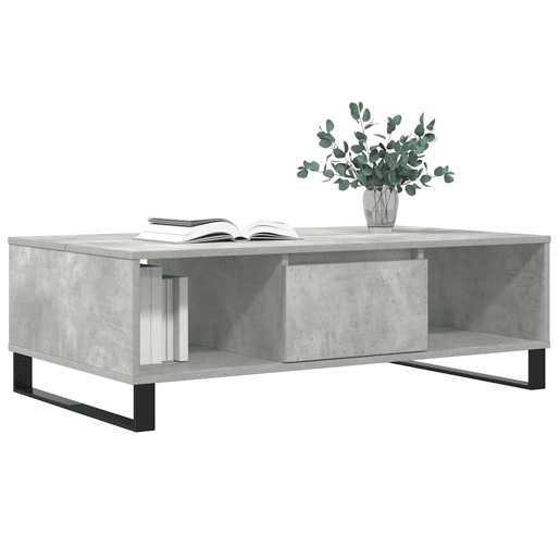 Mesa de Centro, Mesa baixa, 104x60x35 cm derivados madeira cinzento cimento