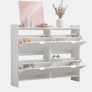 Sapateira de painel de partículas com 4 tabuleiros,branco