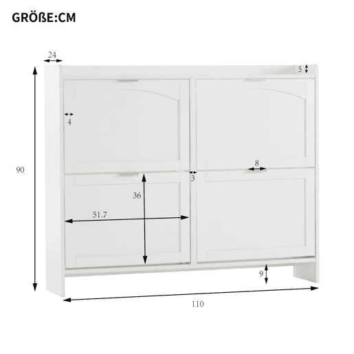 Sapateira de painel de partículas com 4 tabuleiros,branco
