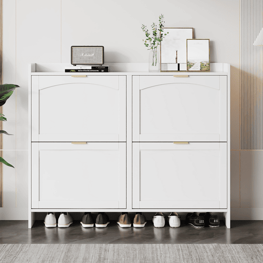 Sapateira de painel de partículas com 4 tabuleiros,branco