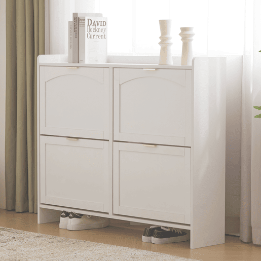 Sapateira de painel de partículas com 4 tabuleiros,branco
