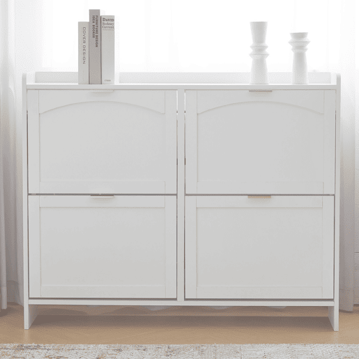 Sapateira de painel de partículas com 4 tabuleiros,branco