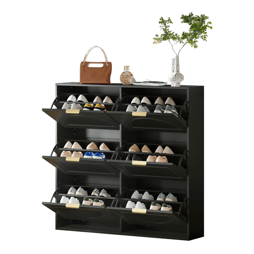 Sapateira de mdf com 6 tabuleiros,preto