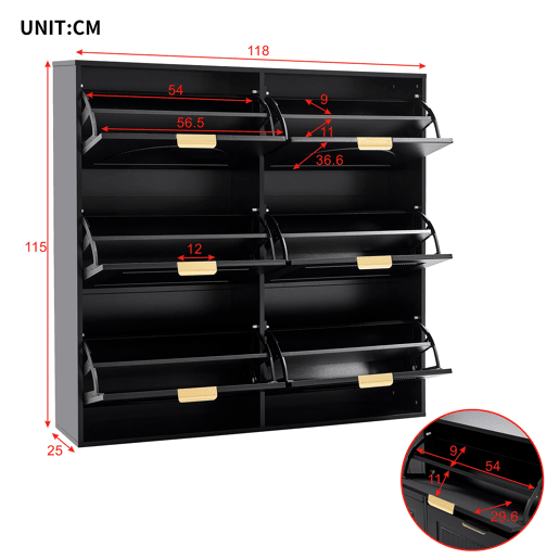 Sapateira de mdf com 6 tabuleiros,preto