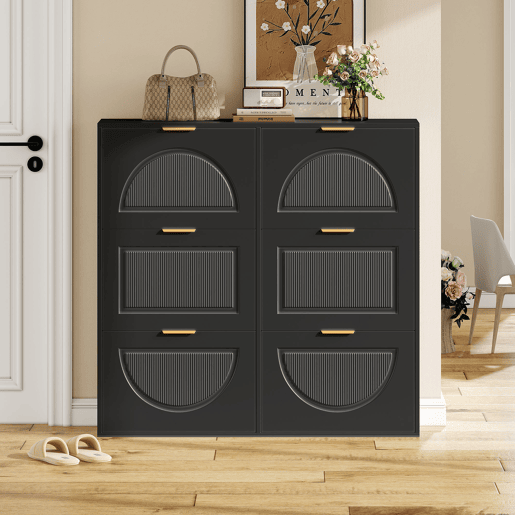 Sapateira de mdf com 6 tabuleiros,preto