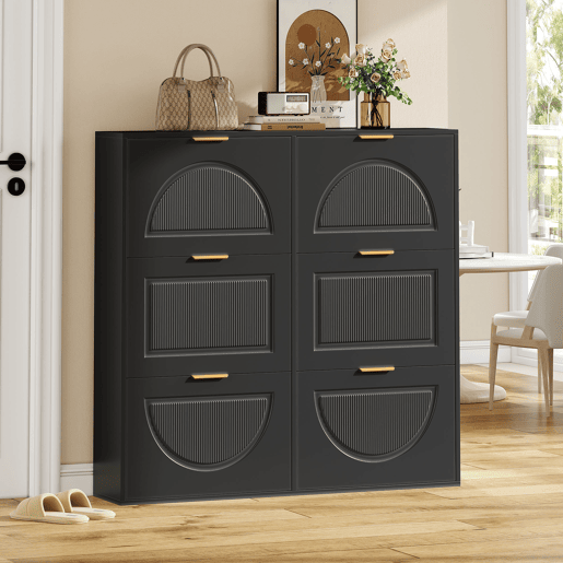 Sapateira de mdf com 6 tabuleiros,preto