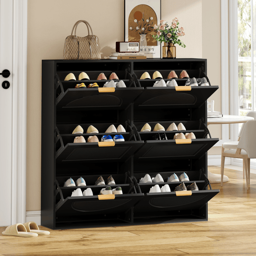 Sapateira de mdf com 6 tabuleiros,preto