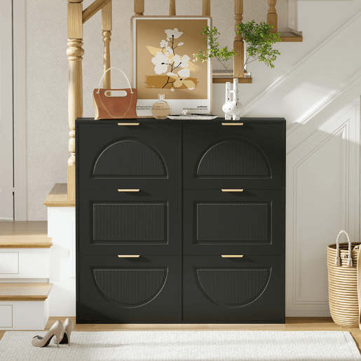 Sapateira de mdf com 6 tabuleiros,preto