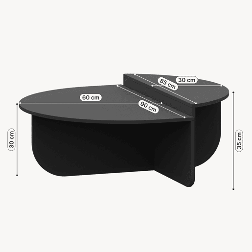 Mesa de centro Tondesdaslo com tampo duplo semi-circular 90x90x35 cm Cinzento escuro en.casa