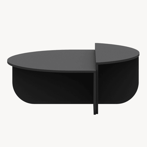 Mesa de centro Tondesdaslo com tampo duplo semi-circular 90x90x35 cm Cinzento escuro en.casa