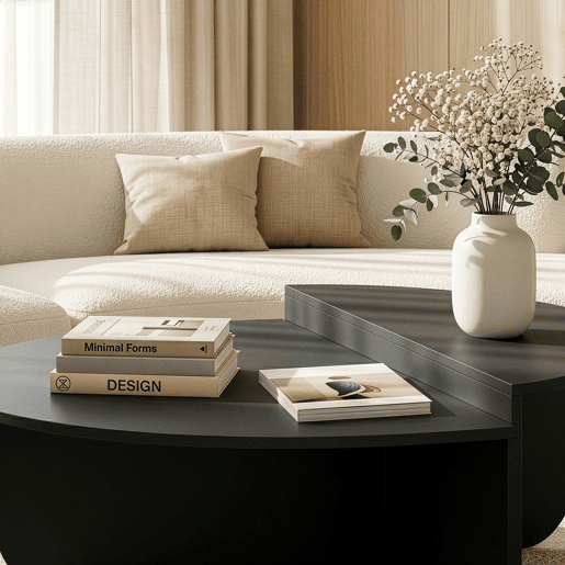 Mesa de centro Tondesdaslo com tampo duplo semi-circular 90x90x35 cm Cinzento escuro en.casa