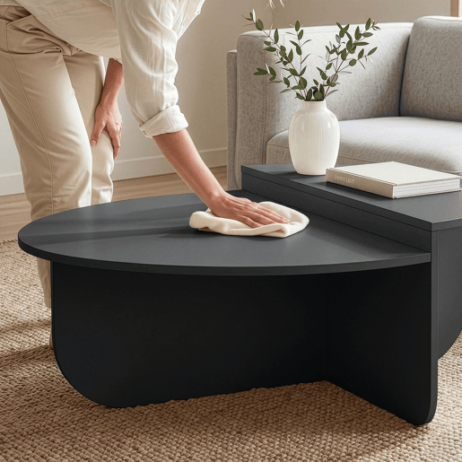 Mesa de centro Tondesdaslo com tampo duplo semi-circular 90x90x35 cm Cinzento escuro en.casa