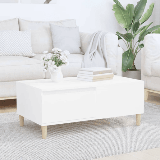 Mesa de Centro, Mesa baixa, 90x50x36,5 cm derivados de madeira branco
