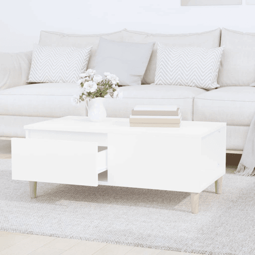 Mesa de Centro, Mesa baixa, 90x50x36,5 cm derivados de madeira branco