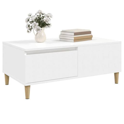 Mesa de Centro, Mesa baixa, 90x50x36,5 cm derivados de madeira branco