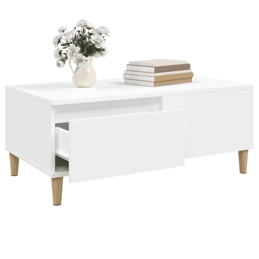 Mesa de Centro, Mesa baixa, 90x50x36,5 cm derivados de madeira branco