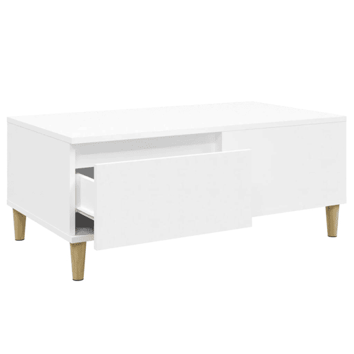 Mesa de Centro, Mesa baixa, 90x50x36,5 cm derivados de madeira branco