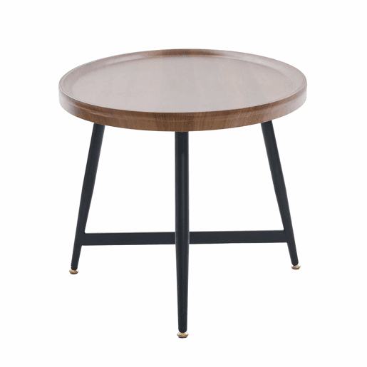 Mesa de centro ovalada - estilo nórdico com estrutura metálica - castanha